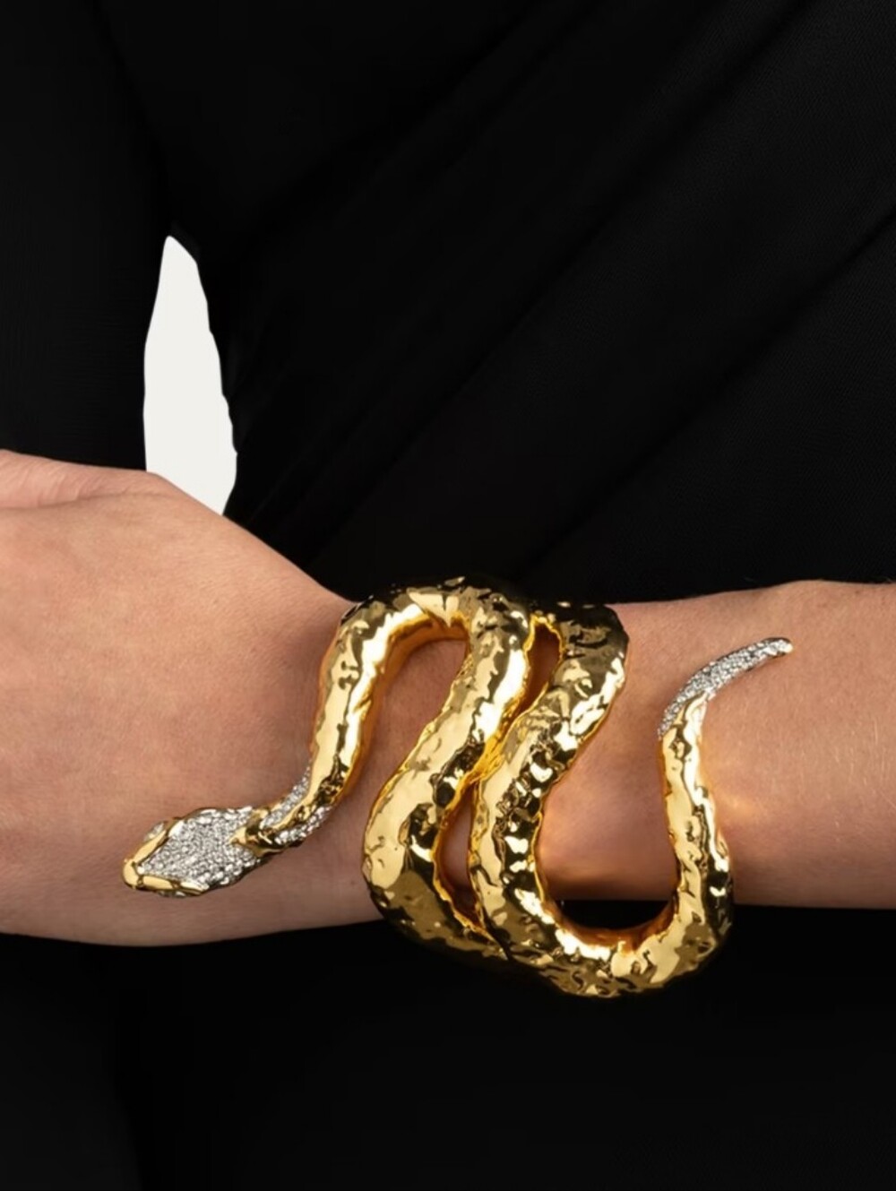 RARE NEW Alexis Bittar Serpent Snake Crystal Cuff Bracelet 14k gold plated $645